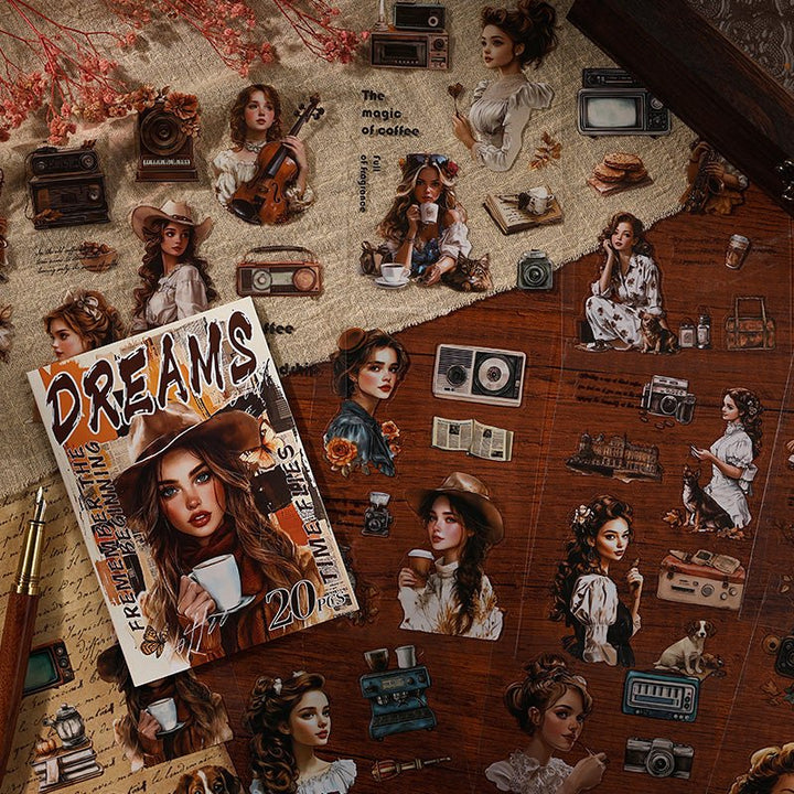 Tracing Back Time Retro Stickers Suitable for Time Travel Themes