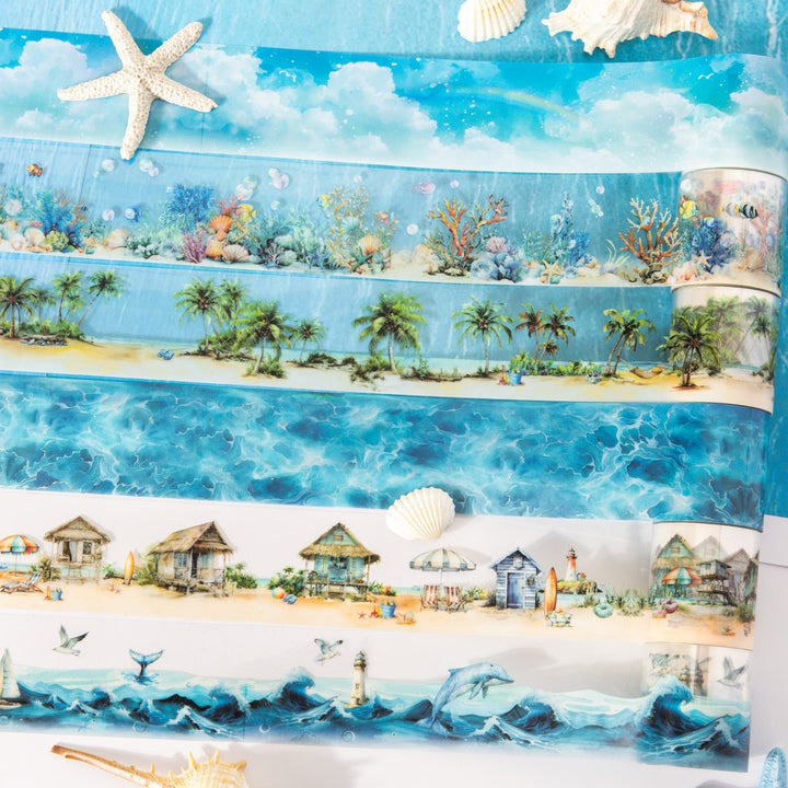 Travel PET Tape Diary of a Tour Ocean Style seaside scenery collage
