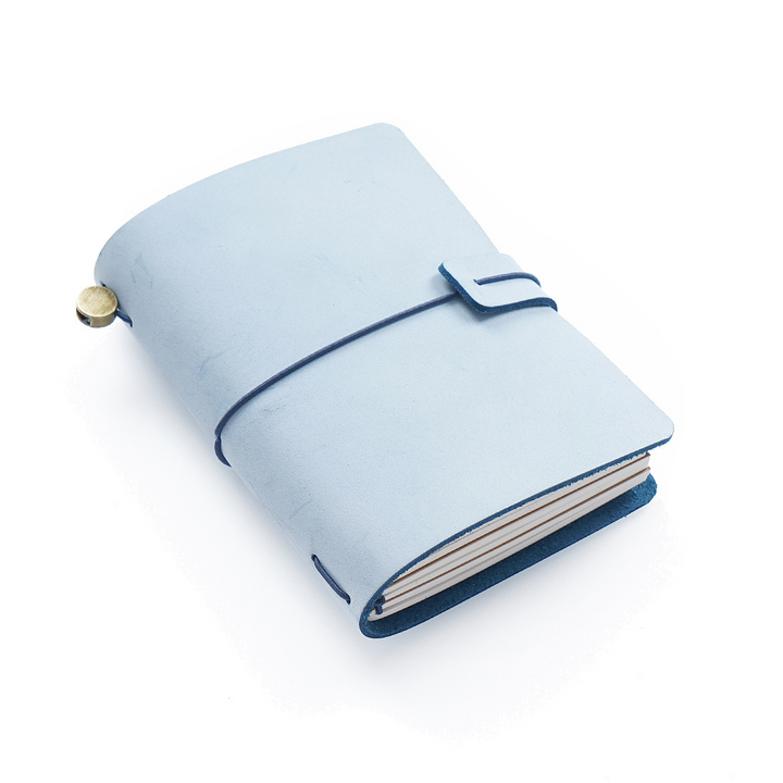 Traveler's Notebook Series Fog Wax Leather Journal Sky Blue Passport Size