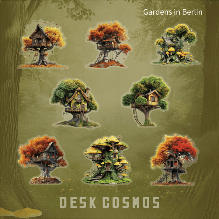 Treehouse Series Gardens in Berlin PET Stickers Vintage Garden Scene