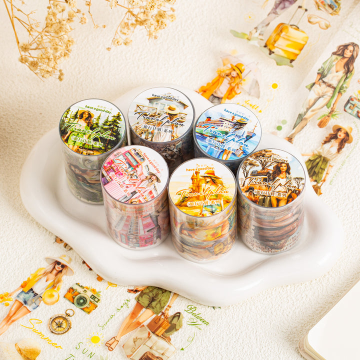 Trendy Travel Journal PET Tape with Ocean Scenery