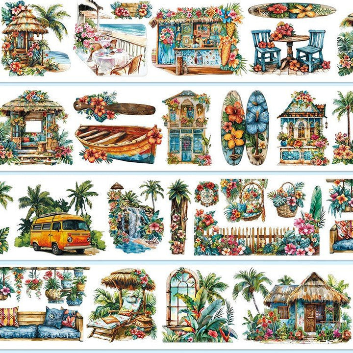 Tropical Girl PET Tape Hot Island Travel Ocean Mood Scrapbook