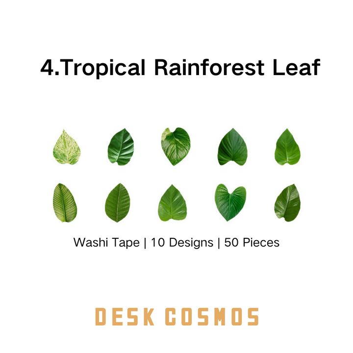 The sticker designs based on the Tropical Rainforest Leaf come in 10 different styles.