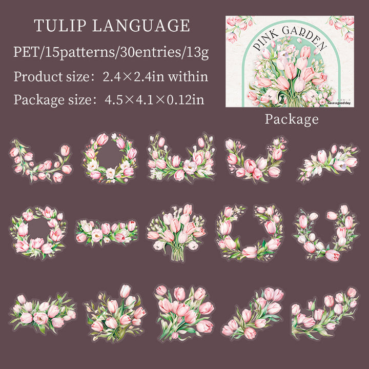 Tulip Language Floral Journal Stickers