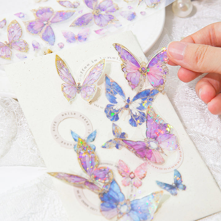 Twilight Garden Series Shimmering Butterflies PET Tape for DIY Art Projects