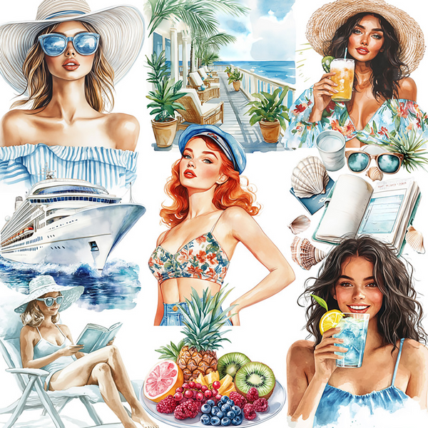 Vacation Girl PVC Stickers Travel Journal
