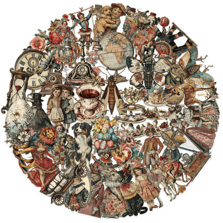 Victorian Stickers Retro Magic Characters Journal Ephemera  