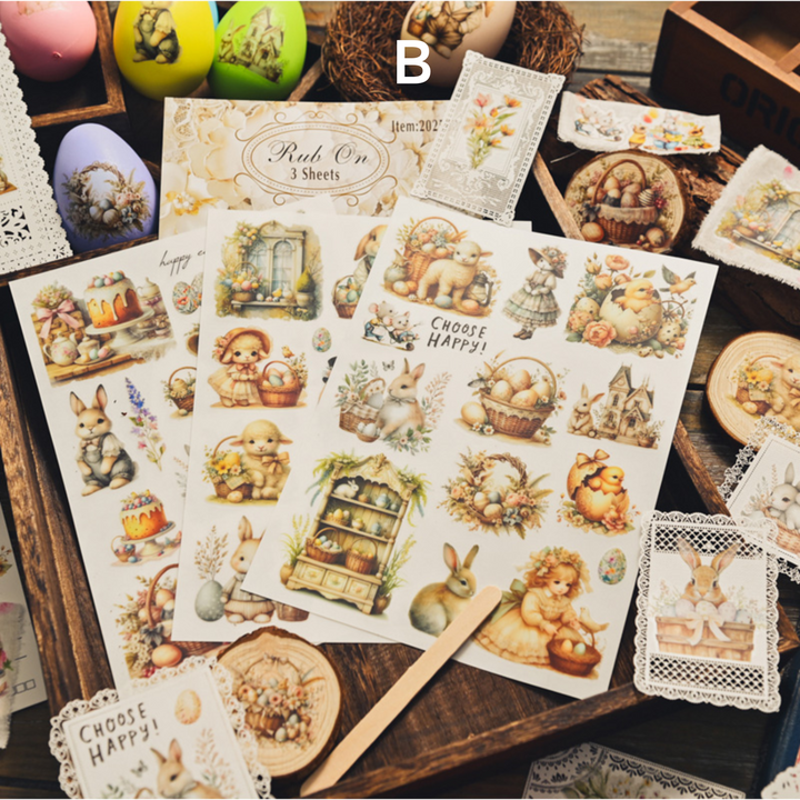 Vintage Easter Egg Transfer Stickers For Scrapbook
