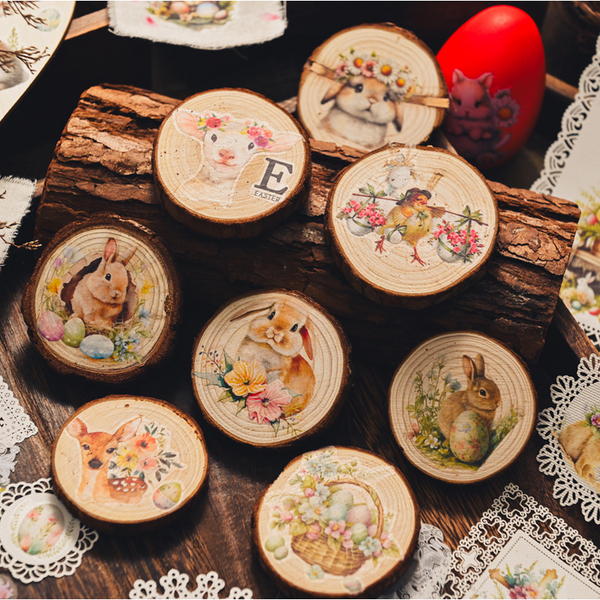 Vintage Easter Transfer Stickers With Bunny and Egg