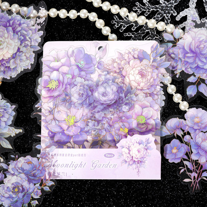 Vintage Floral PET Stickers Moonlight Garden Scrapbooking Essentials