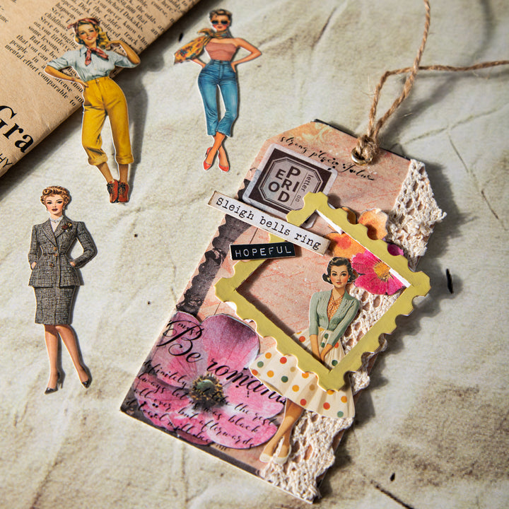 Vintage Girl Stickers Retro Beauty Paper Ephemera Set