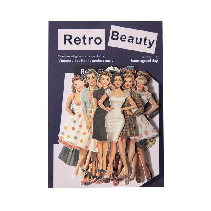 Vintage Girl Stickers Retro Beauty Soft Toned Characters Art