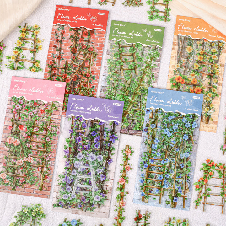 Vintage PET Sticker Flower Ladder Pack Aesthetic