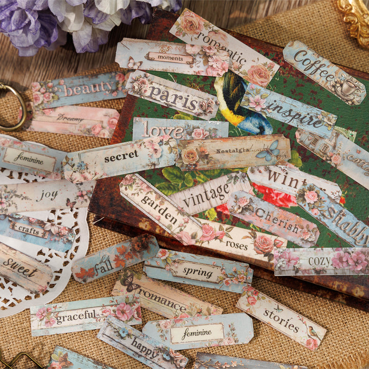 Vintage Poetic Writing Stickers for Journals - Retro Long Poems