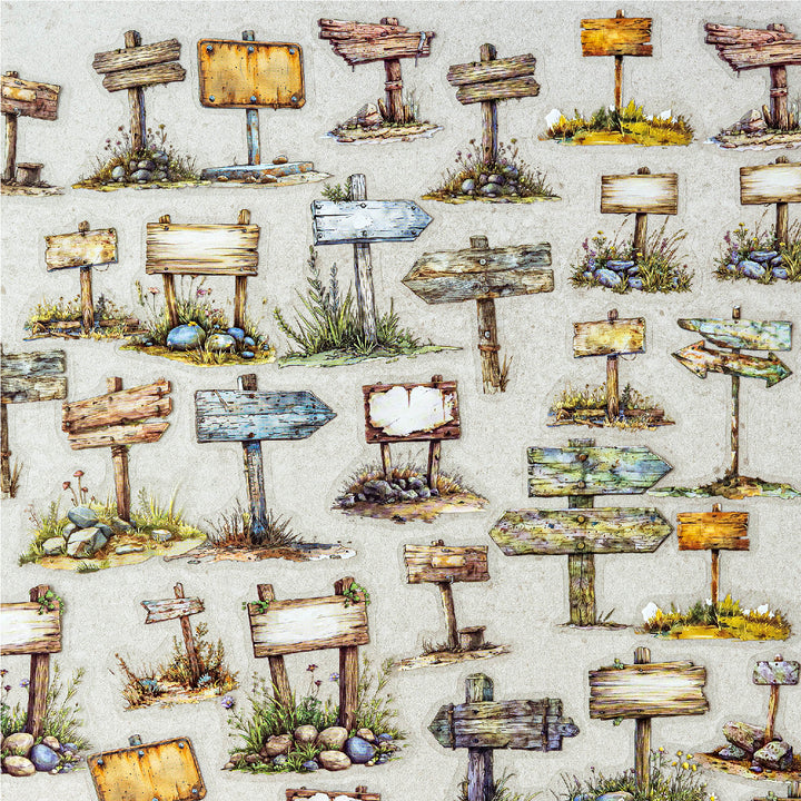Vintage Signpost Journal Stickers Scenery Theme For Scrapbooking