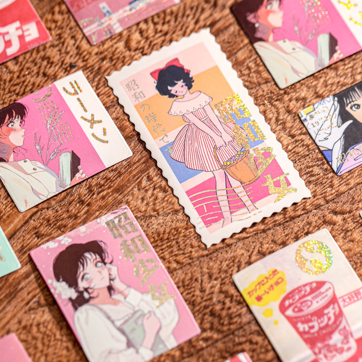 Vintage Stickers Showa Era Girls Character Sticker Pack