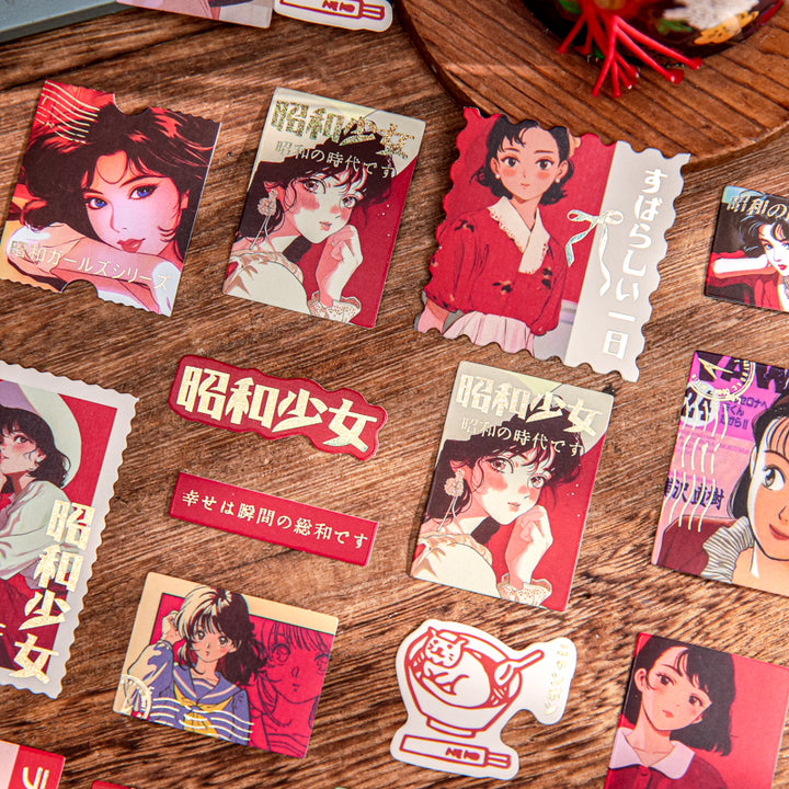 Vintage Stickers Showa Era Girls Japanese Cute Character