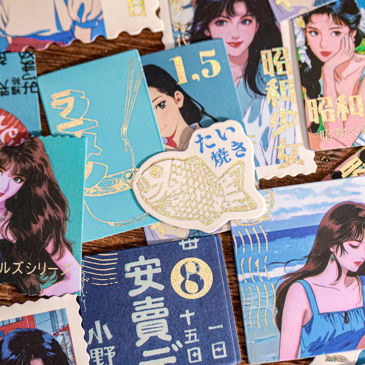 Vintage Stickers Showa Era Girls Kawaii Journal Decor