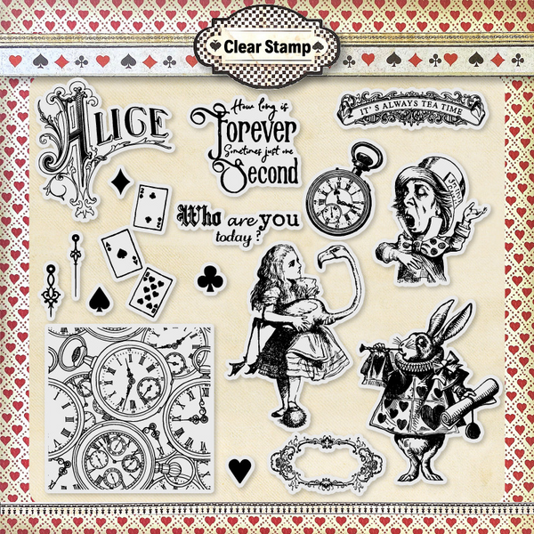 Vintage Transparent Silicone Stamps Plum Poker Series Fantasy Elements