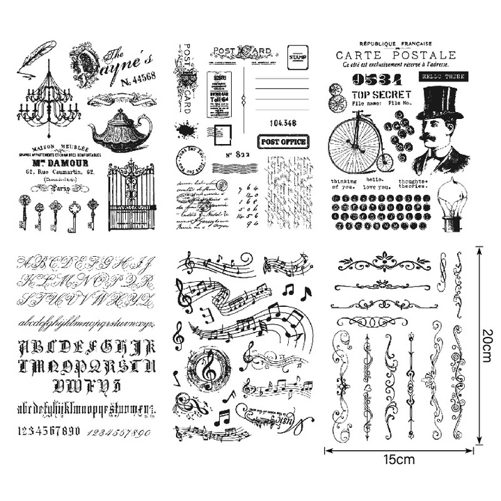 Vintage Transparent Silicone Stamps Retro Music Stamps DIY Scrapbook Decor