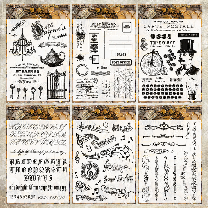 Vintage Transparent Silicone Stamps Retro Music Stamps Vintage Music Theme Stamps