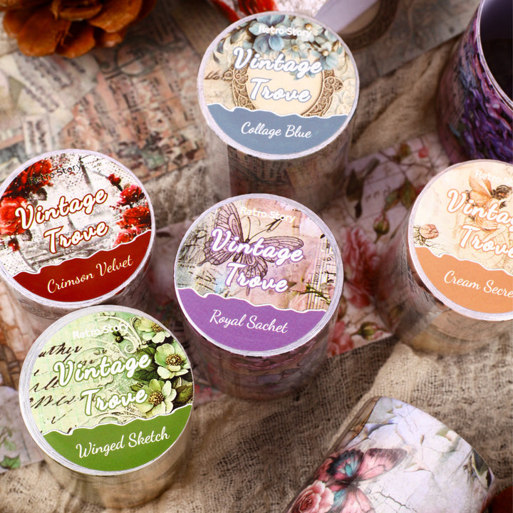 Vintage Vault Series Retro Floral Tape Suitable for DIY Decor