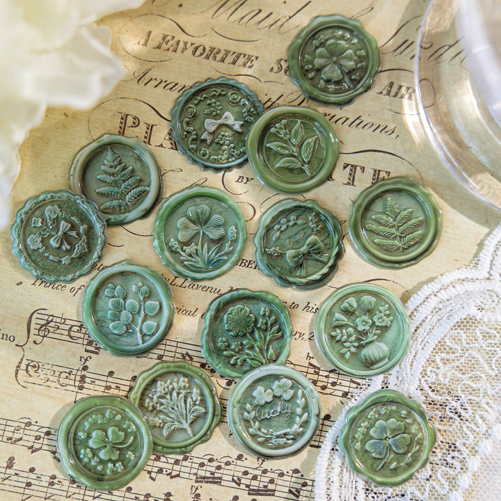 Vintage Wax Seal Stickers Memory Box Series Flower Plant DIY Stickers