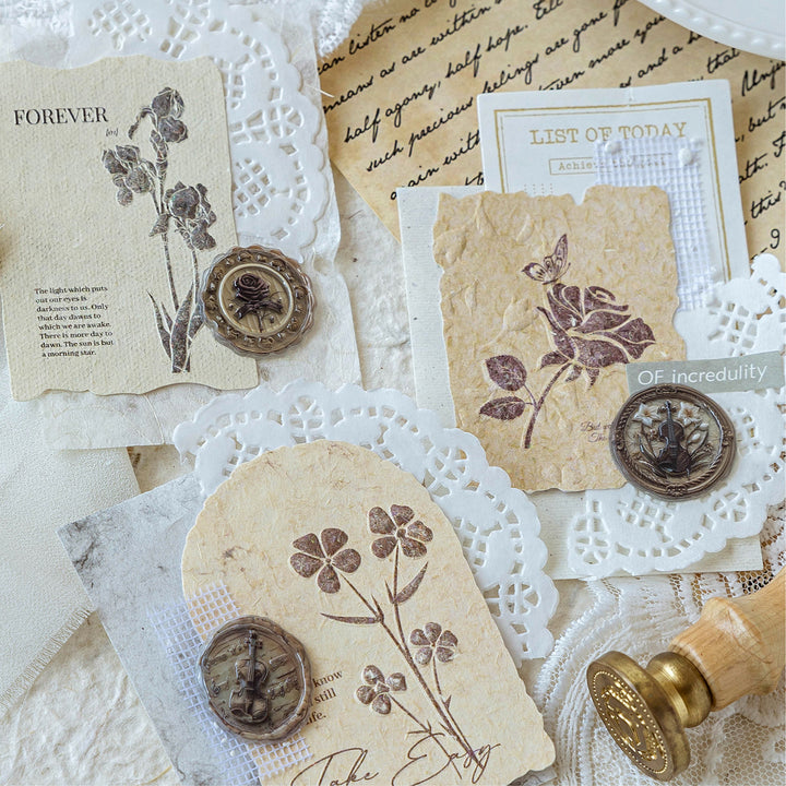 Vintage Wax Seal Stickers Memory Box Series Retro Journal Accessories