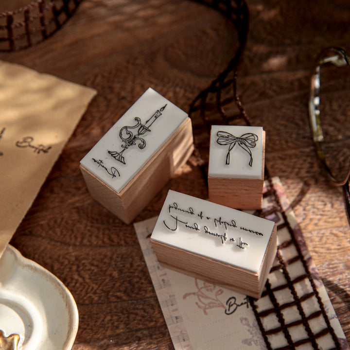 Vintage Wooden Stamps Set for Tea Party Inspired Journaling