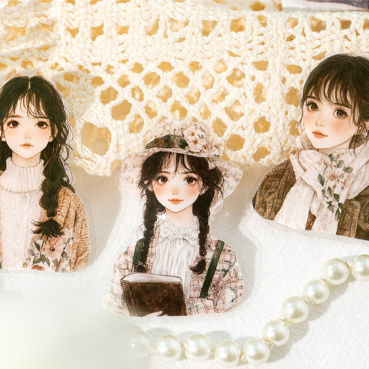 Vintage and Durable Character Stickers for Planner Decoration
