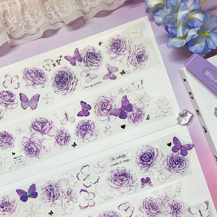 Violet Azalea Language Flower PET Tape Vintage Style Scrapbooking