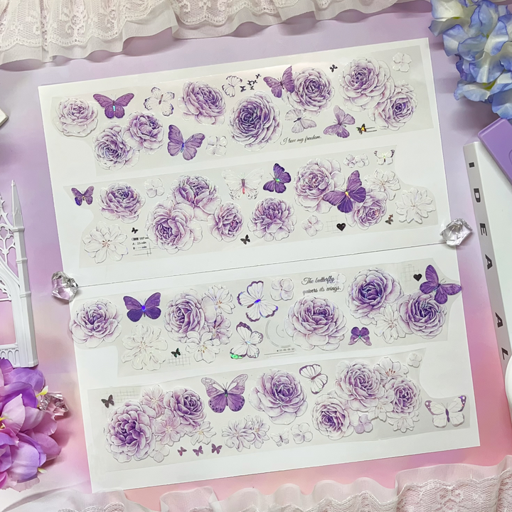Violet Azalea Language PET Floral Tape Suitable For Diary Crafts