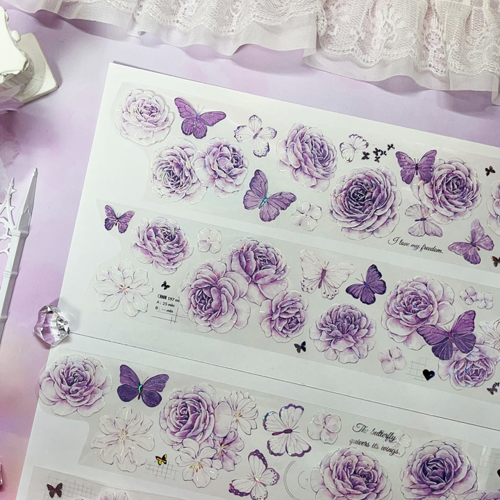 Violet Azalea Language PET Flower Tape for Journaling Projects