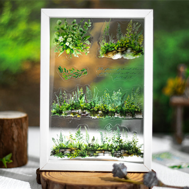 Wall Wrapped Greens PET Sticker pack for bullet journaling