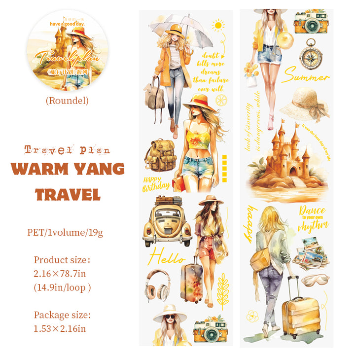 Warm Sun Travel Tape with Fashion Characters Close-up