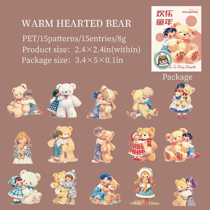 Happy Childhood Character Stickers Colorful Designs for Scrapbook Decorations