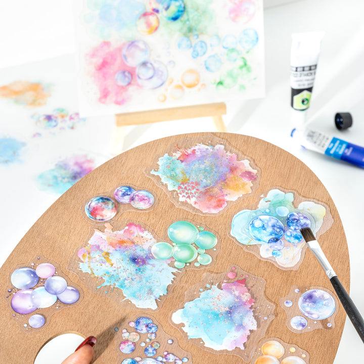 Watercolor Bubble Stickers for Creative Scrapbook Collages