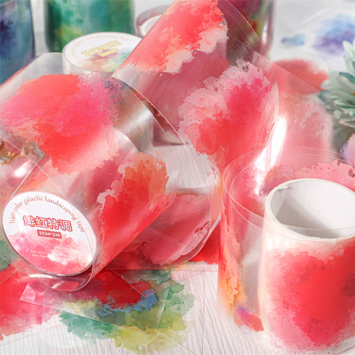 Watercolor Galaxy PET Tape Scrapbook Decorative Landscape Watercolor