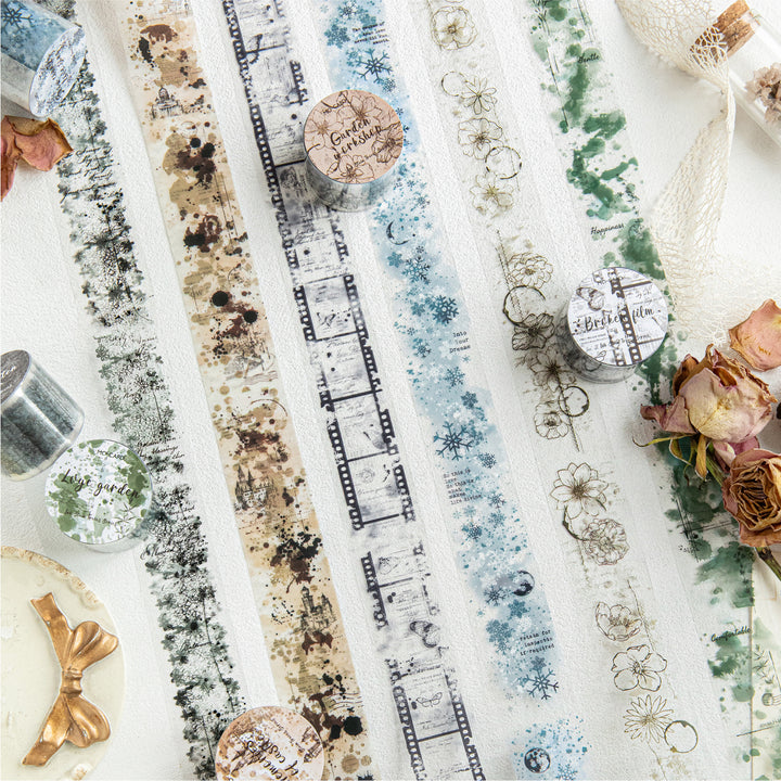 Watercolor Journal Tape Paper Ink Marks Series PET Decorative Washi for Collage