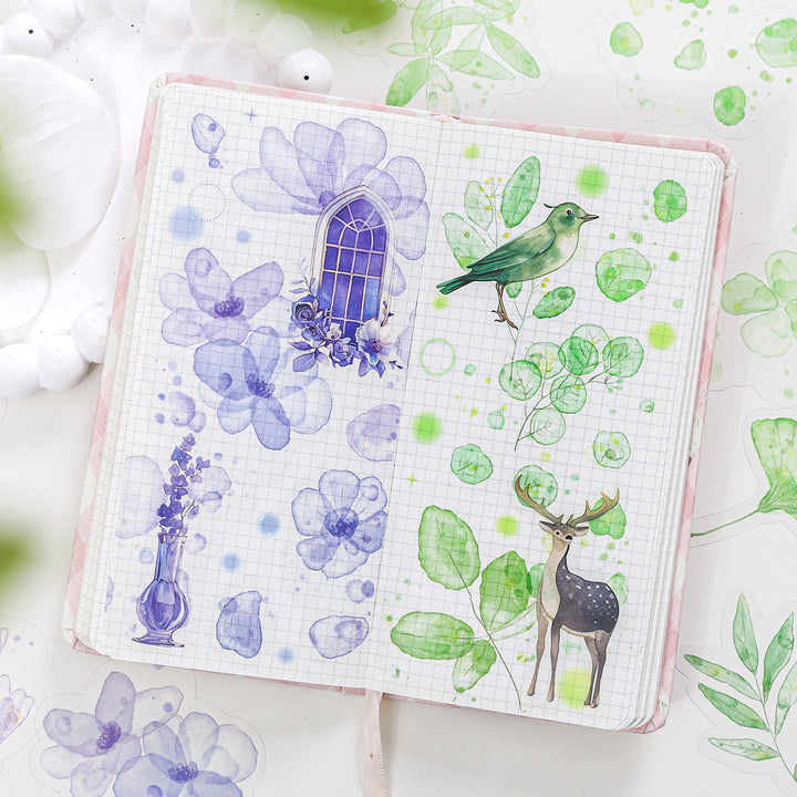 Watercolor PET Stickers Floral Dream Series Artistic Floral Elements
