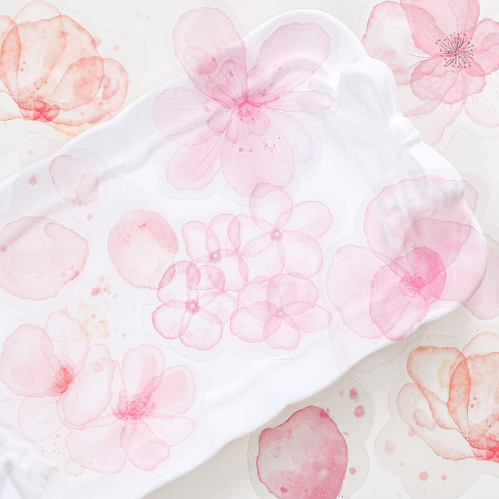 Watercolor PET Stickers Floral Dream Series Flower Cutouts for Journals