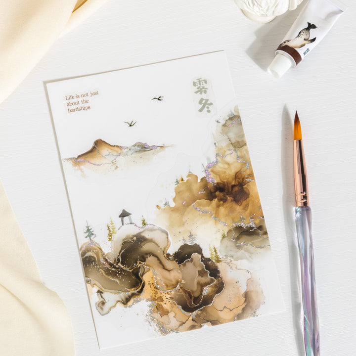 Watercolor PET Stickers Gilded and Resplendent Elegant Decor