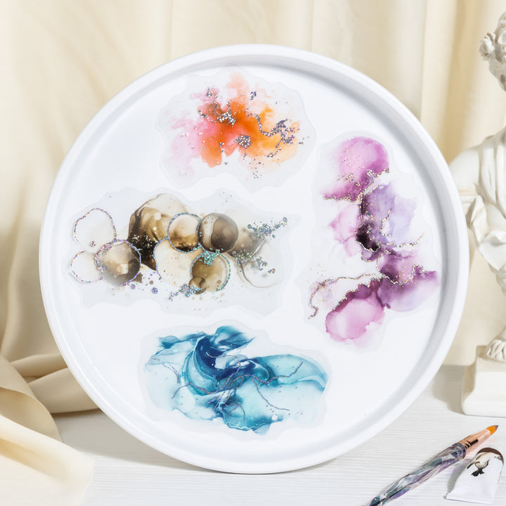 Watercolor PET Stickers Gilded and Resplendent Floral Texture
