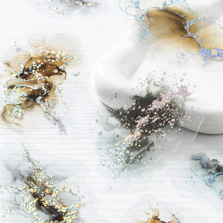Watercolor PET Stickers Gilded and Resplendent Transparent Sheet