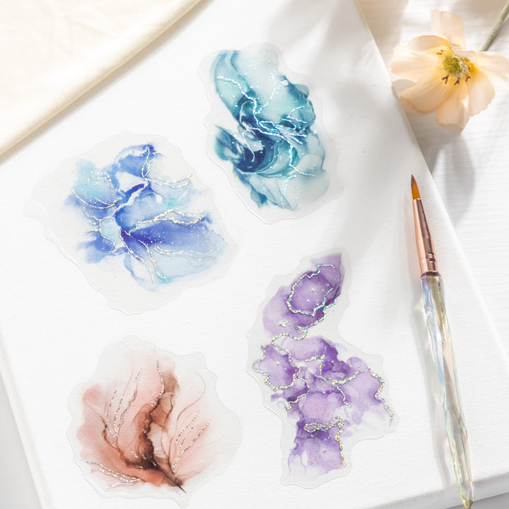 Watercolor PET Stickers Gilded and Resplendent Vintage Accent