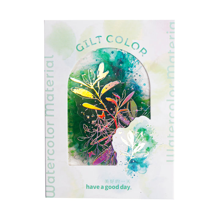 Watercolor PET Stickers Gilt Color Romance Background Material Sheet