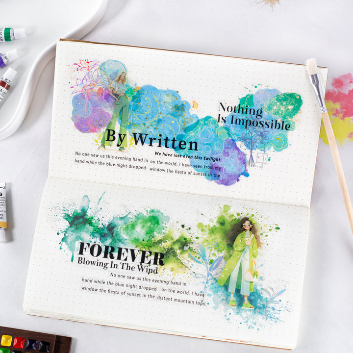 Watercolor PET Stickers Gilt Color Romance Decorative Sticker Pack