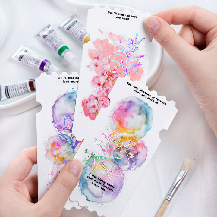 Watercolor PET Stickers Gilt Color Romance Elegant Scrapbook Supply