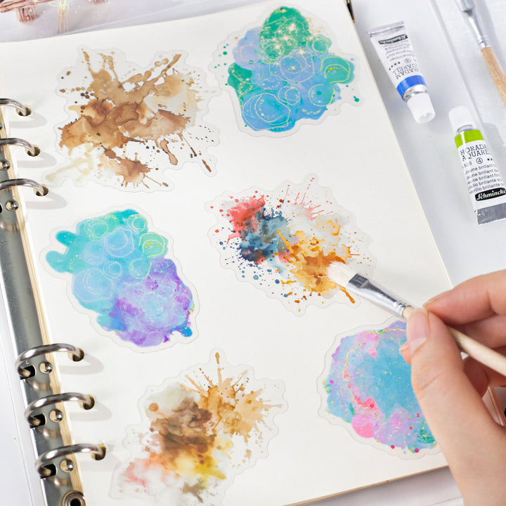 Watercolor PET Stickers Gilt Color Romance Soft Watercolor Texture