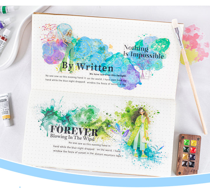 Watercolor PET Stickers Gilt Color Romance Vintage Journal Aesthetic